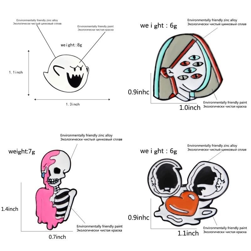 Коллекция Брошь винная бутылка кофейная чашка Череп Скелет Handbone Кот призрак Пикассо стиль разбитое сердце яйцо Броши Булавки значки