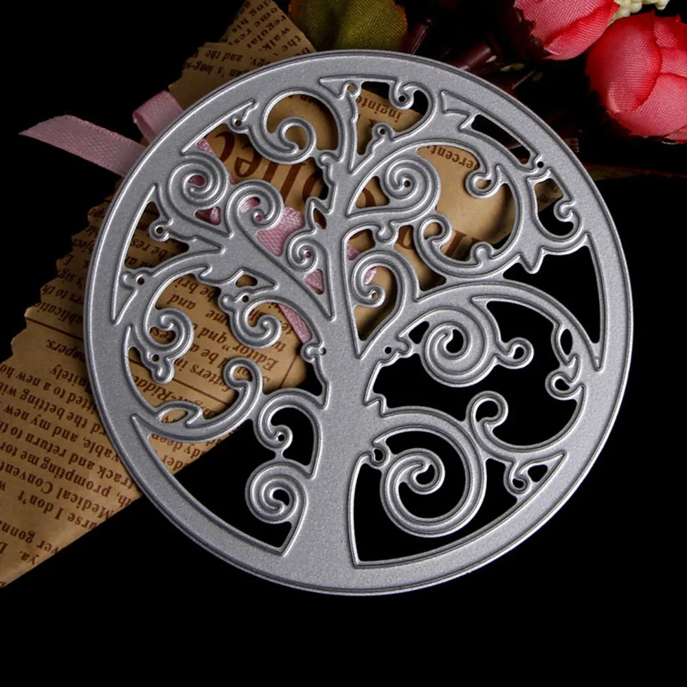 

Circle Tree Background Metal Cutting dies Stencils For DIY Scrapbooking Paper Card Decorative Craft Dies Embossing Die Cuts 2019