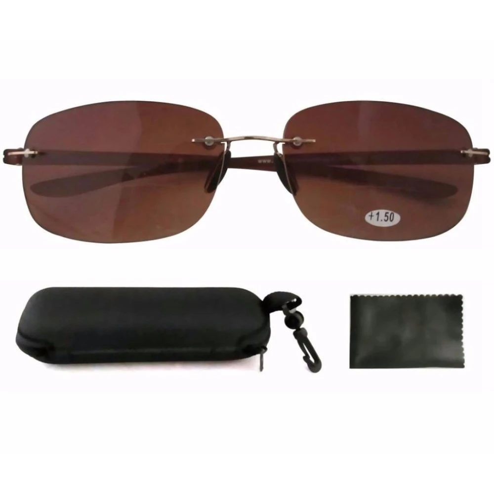 SR14002 Patented Lightweight Rimless Bifocal Sun Glasses For Men and