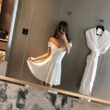 Бикини, цельный, винтажный, для женщин,, летний, пуш-ап, белый, с бантом, юбка, для сына, Одноцветный, полиэстер, серфер, купальник, корейский