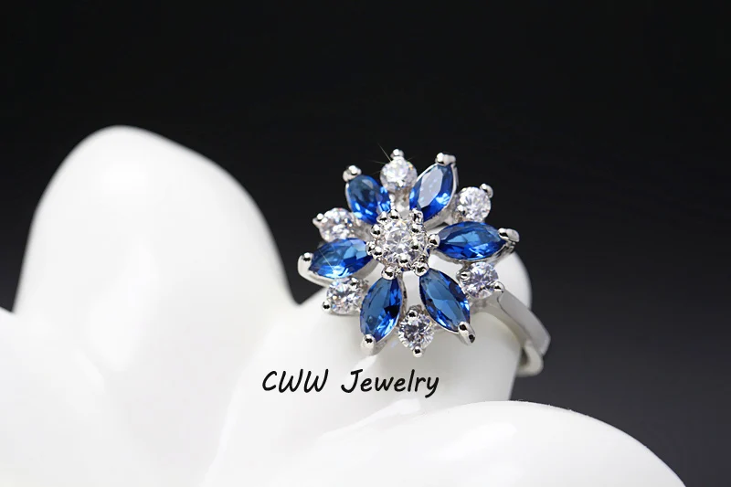 Женское кольцо с фианитом цвета белого золота R074|flower ring|rings fashion jewelryring jewelry |
