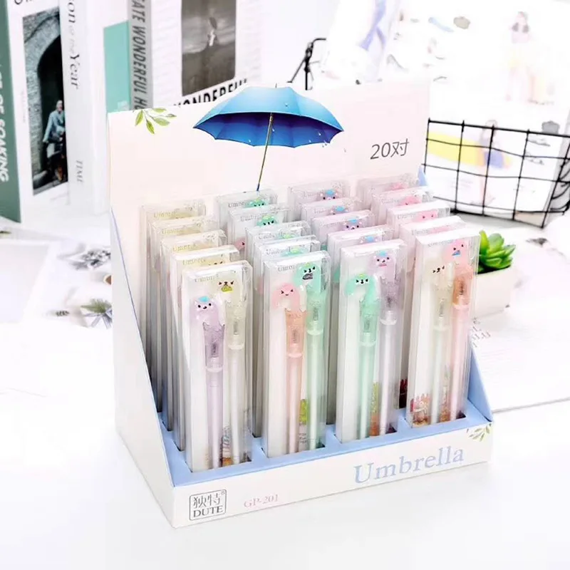 

40 pcs Gel Pens Cartoon Kawaii umbrella Student black color gel-ink pens pens for writing Cute stationery office school supplies