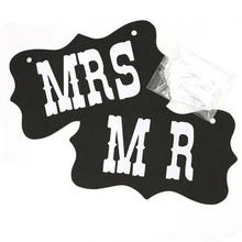 Пара стул Mr& Mrs знаки Свадебная вечеринка реквизит для фотосессии баннер украшения 27x17 см черный
