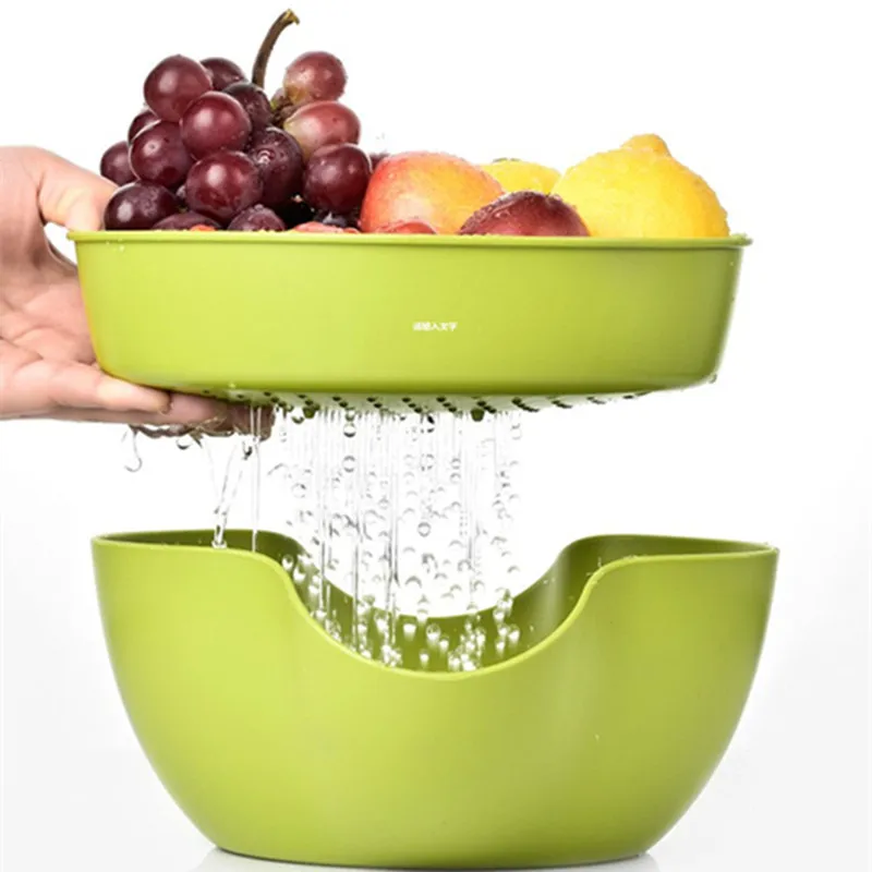 

2 in 1 Multi-use Fruit Bowl / Snack Separation Residue Peel Holder Storage Box /Round Candy Bowl Leaky Design Table Decorations