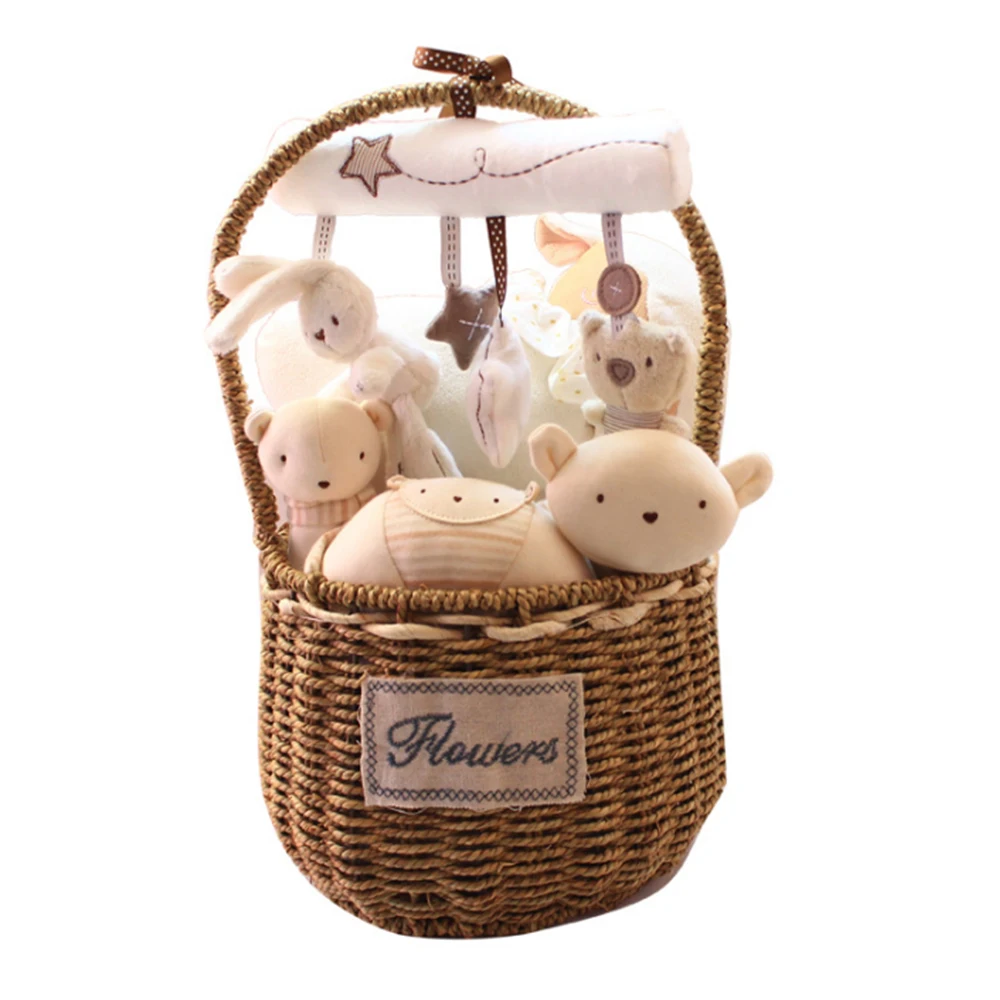 

6 pcs Newborn Gift Cot Hanging Baby Rattle Toy Kids Soft Plush Rabbit Musical Toy Cotton Baby Plush Toy Gift Set