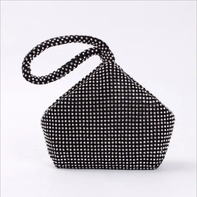 4 цвета, мягкая женская вечерняя сумка с бисером, открытый стиль, женская свадебная треугольная сумка с блестками, сумочка, сумка для подарка на год, клатч - Цвет: Big Black