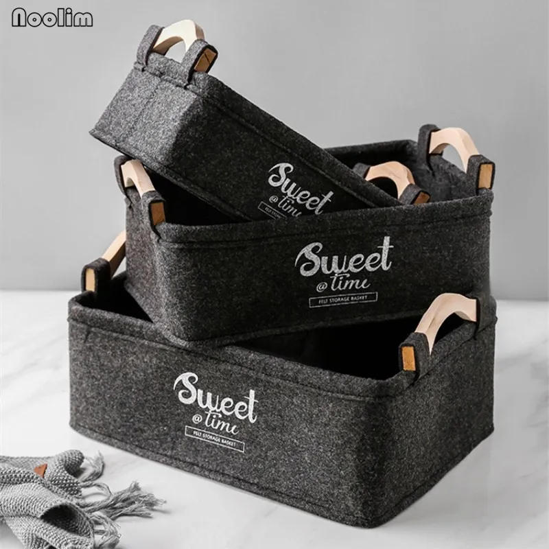 NOOLIM Felt Storage Basket With Handle Folding Storage ...