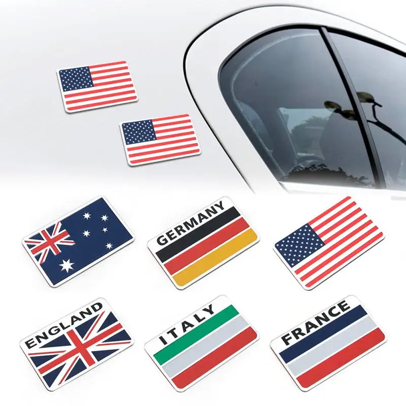 

2PCS Interior 3D Adhesive American Car Sticker Country Flag France Alloy Australia Emblem England Italy Germany Decoration Badge