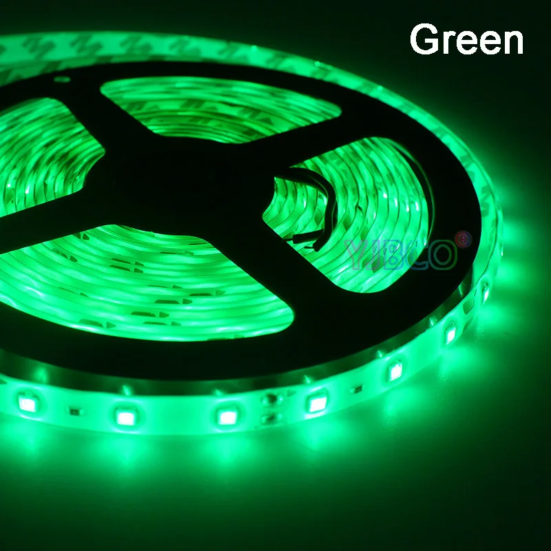 Green 12 В 12 В 5 М 5050 2835 SMD светодиодный светильник RGB/белый/теплый белый/красный/зеленый/синий/желтый 60 светодиодов/м диод гибкая светодиодная лента IP20/IP65 - Испускаемый цвет: Green