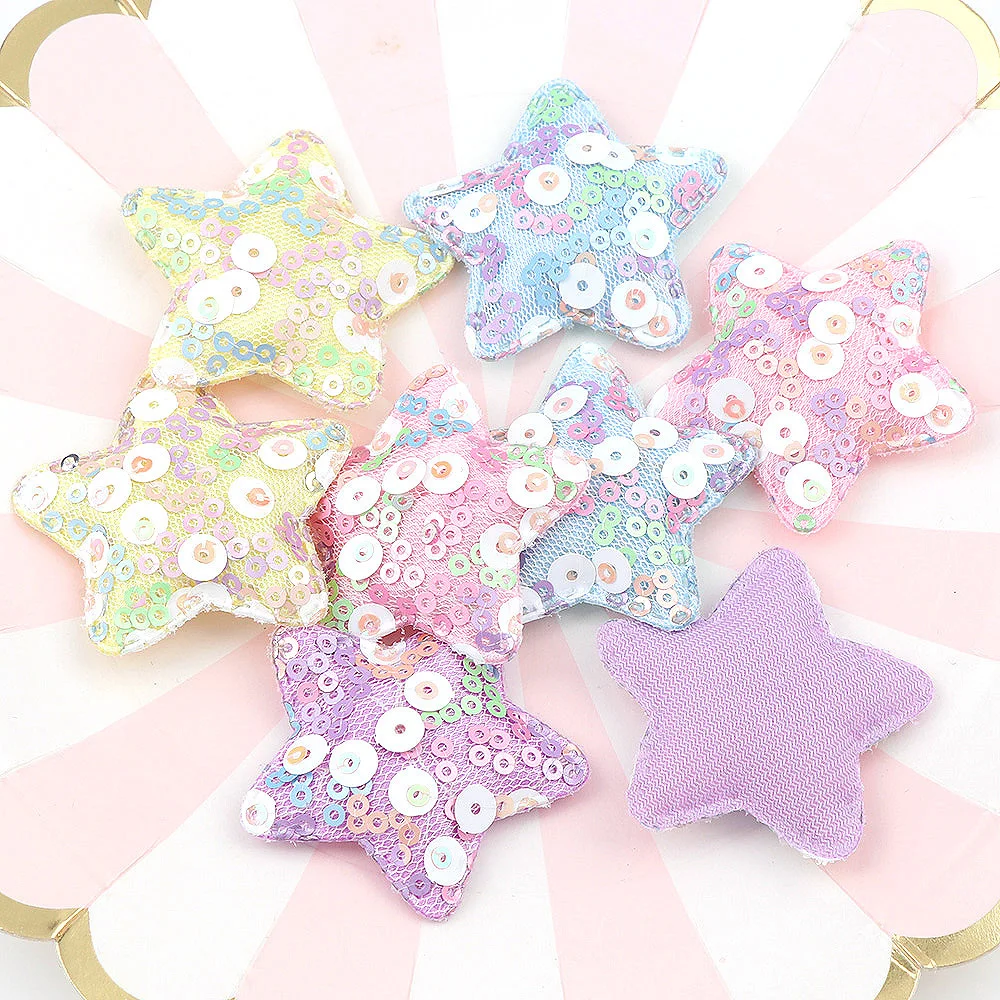 

Cute Candy Color Round Glitter 3D Patches Crown Star Heart Pattern Garment Sewing Material Patch For Clothes Decorative 5Pcs/bag