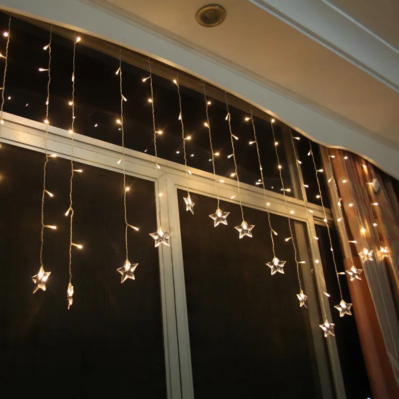 

LED String Lights Pentagram Star Shape Hanging Garden Festivals Party Wedding Decoration CLH@8