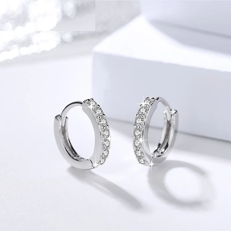 Серьги-кольца из настоящего серебра 925 пробы простые круглые серьги с белым