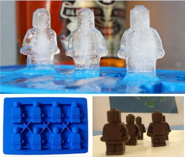 1000 шт./лот,, силиконовый лоток для льда, мини-фигурка робота, силиконовая форма для торта поддон