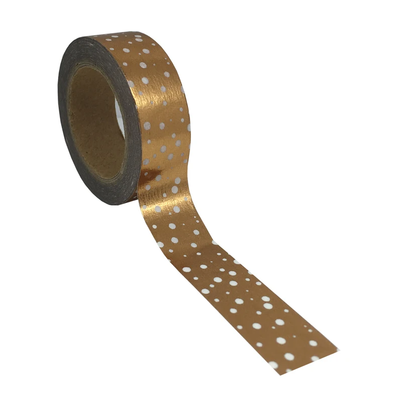 

Gold Gilding Dot Design Foil Washi Paper Tape For Gift Packing Decor DIY Crafting Scraping Paper Office Adhesive Tape 1.5cmx10m