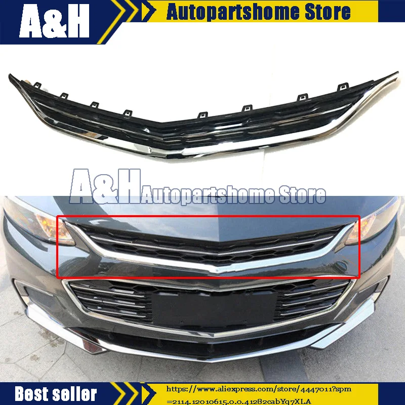 

Front Bumper Grill Upper Grille Trim For Chevrolet Malibu Sedan 2016 2017 2018