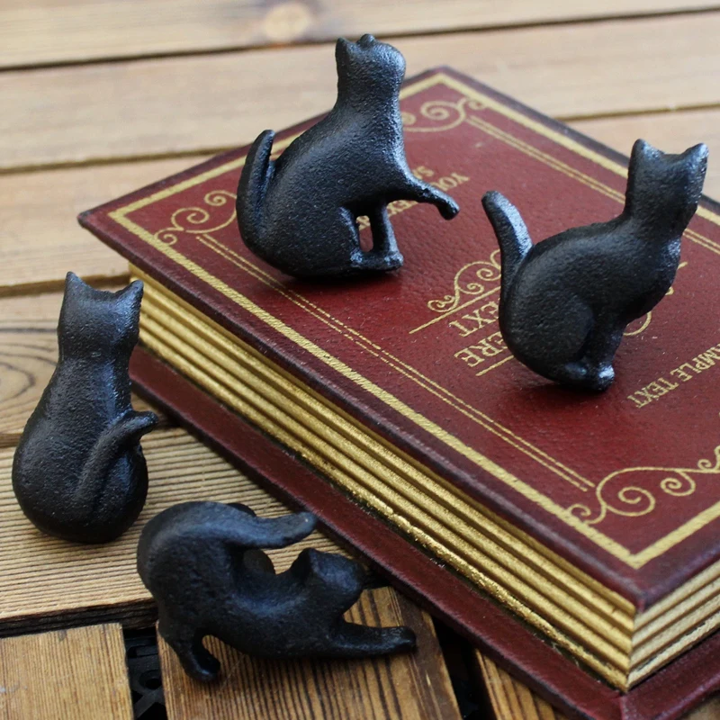 

Vintage Black Cat Figures Cast Iron Cabinet Pulls Set