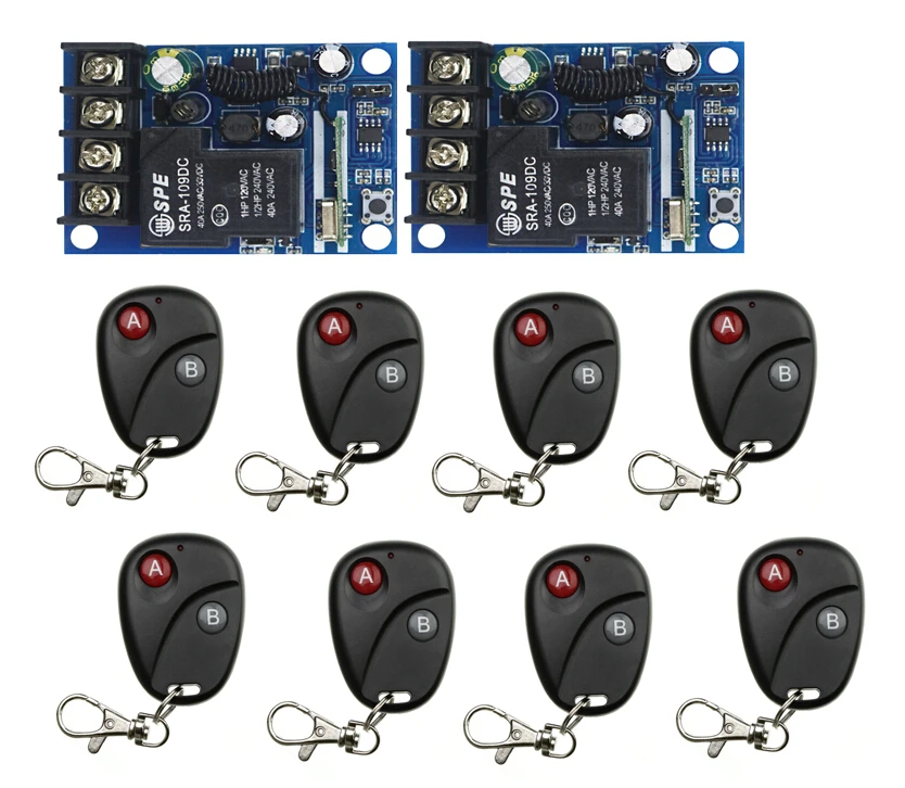 DC 12V 24V 36V 48V 8A 1 CH RF беспроводной пульт дистанционного управления 2 * приемник и 8