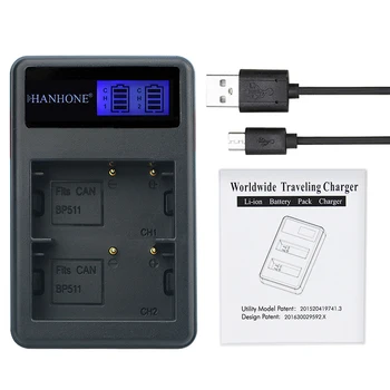

5PCS BP-511 BP-511A Charger 2 Slot LCD USB Dual Charger For CANON ZR45MC ZR50MC ZR60 ZR70MC D30 D60 300D Battery