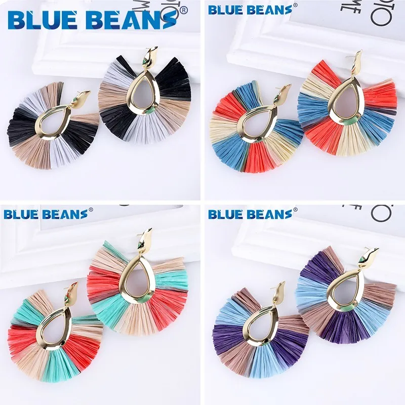 

Earrings for Woman 2019 Tassel Bohemian Fashion Dangle Boho Face Earings Hanging African Rattan Geometric Party Jewelry Drop CC