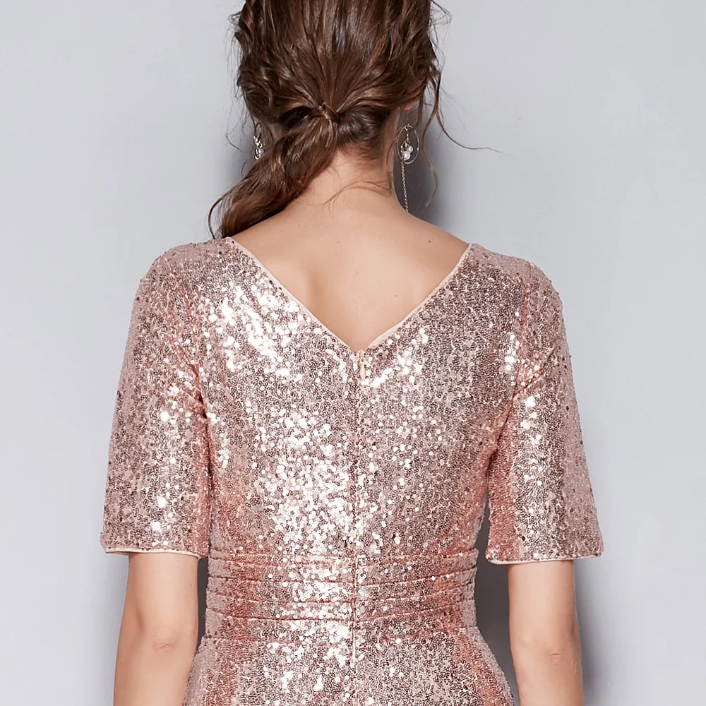 Вечерние платья с блестками и длинным v образным вырезом Robe Soiree Sexy 2020 новый стиль