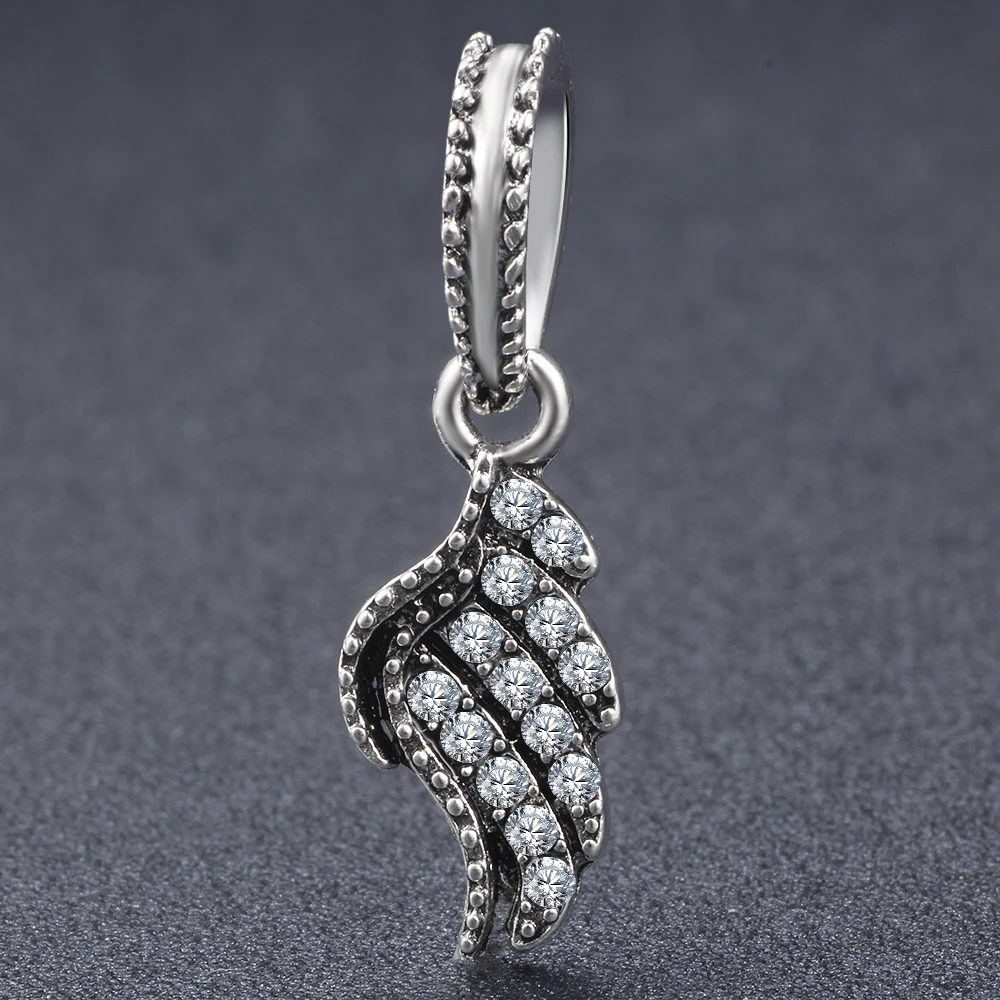 

HOMOD Christmas Present Charms Fit Original Brand Bracelet Necklace Alloy Majestic Feather Fly crystal Beads Fits Pandora