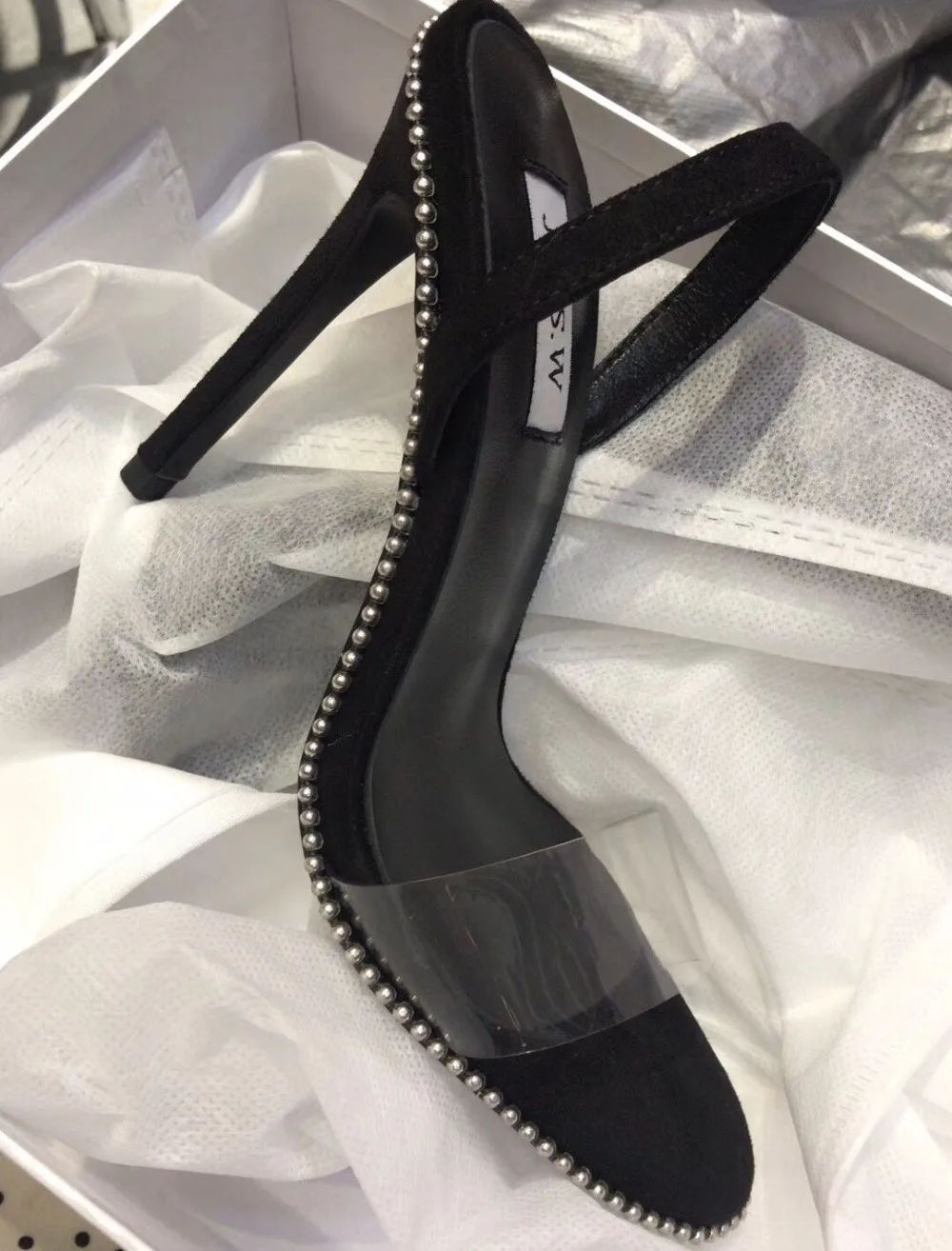 clear black pumps