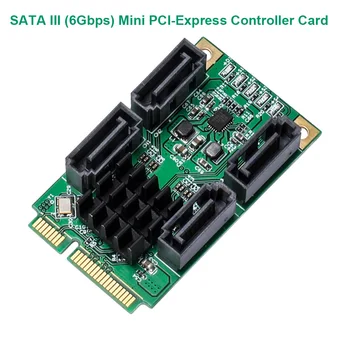 

4 Port SATA III 6G Mini PCIE Mini PCI-e Marvel 88SE9215 Controller Card SATA 3.0 mini PCI-Express SSD Adapter Card