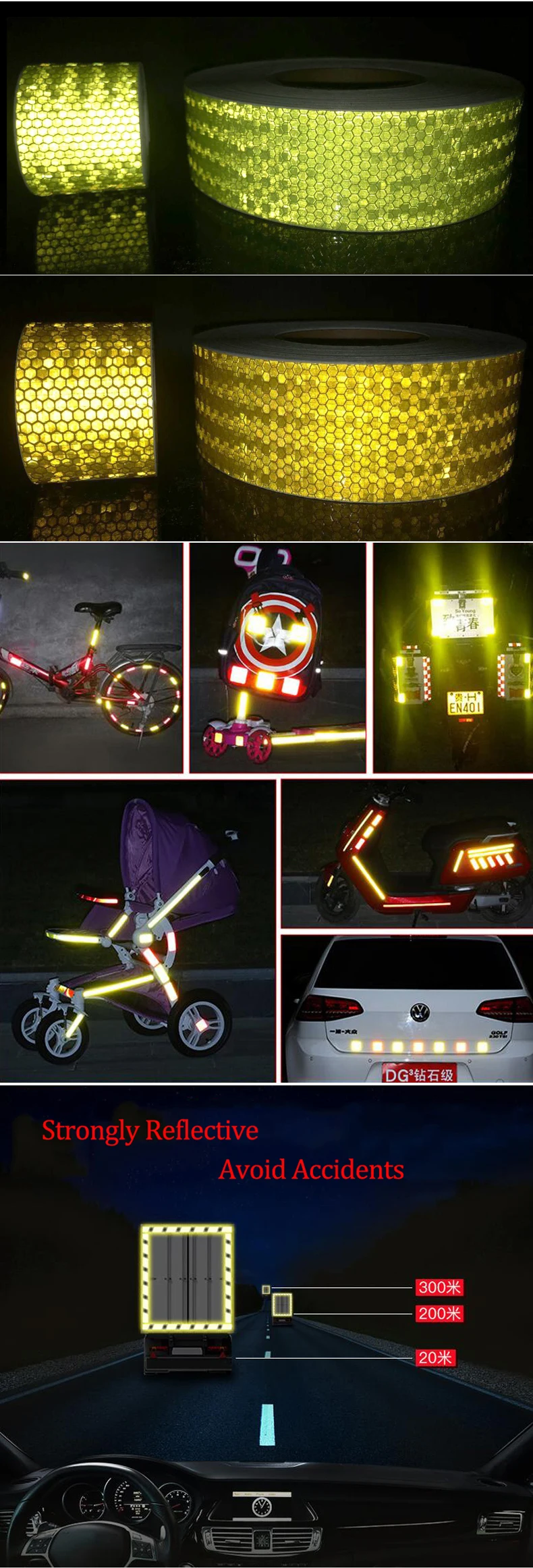 Etiqueta reflexiva da fita de 5cm x