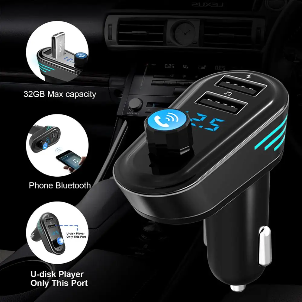 Автомобильный FM трансмиттер с Bluetooth и USB зарядным устройством 5 В 2 1