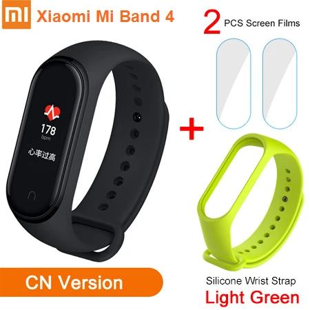 Xiaomi mi Band 4 Global смарт-браслет Xiao mi Band 4 фитнес-трекер мульти-циферблат 5ATM водонепроницаемый для плавания - Цвет: CN Add Strap Films