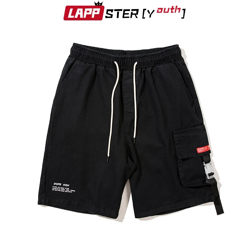 LAPPSTER мужские уличные карго шорты Лето мужские хлопковые хип хоп черные шаровары спортивные шорты джоггеры Панк Новые поступления шорты 2XL