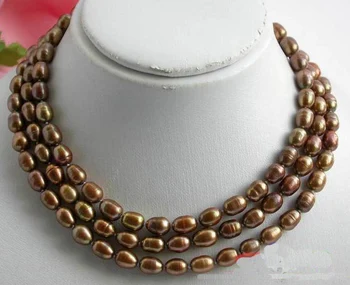 

3Row AA Black Baroque Freshwater Pearl Necklac earring Magnet Clasp Fashion Pearl Wholesale New Free Shipping