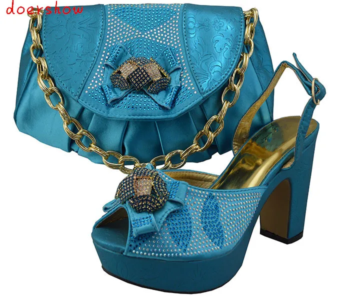 Doershow, итальянская обувь высокого качества комплект с подходящей сумочкой для вечеринки, обувь и соответствующая Сумочка-клатч синий! zx1-21