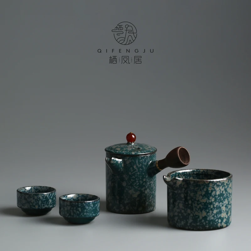 Chinese quick guest cup one pot teapot two glazes portable travel kungfu Japanese teaware coarse po