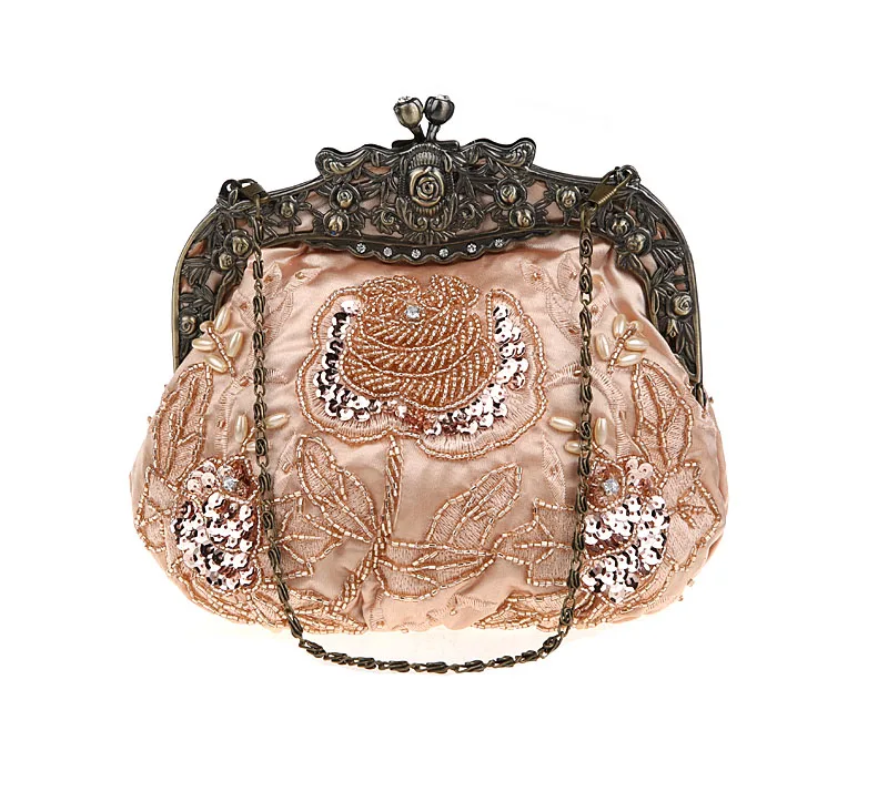 

Handmade Elegent Women Evening Clutch Bride Handbag Luxury Flower Beaded Messenger Bag Bags Cheongsam Purse SFX-A0071