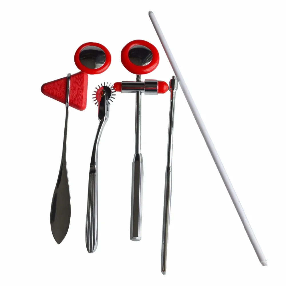 2Sets Reflex Hammer Five Suits Medical Multifunction Rap Clinics Hammer Nerve Red Color With Metal Handle
