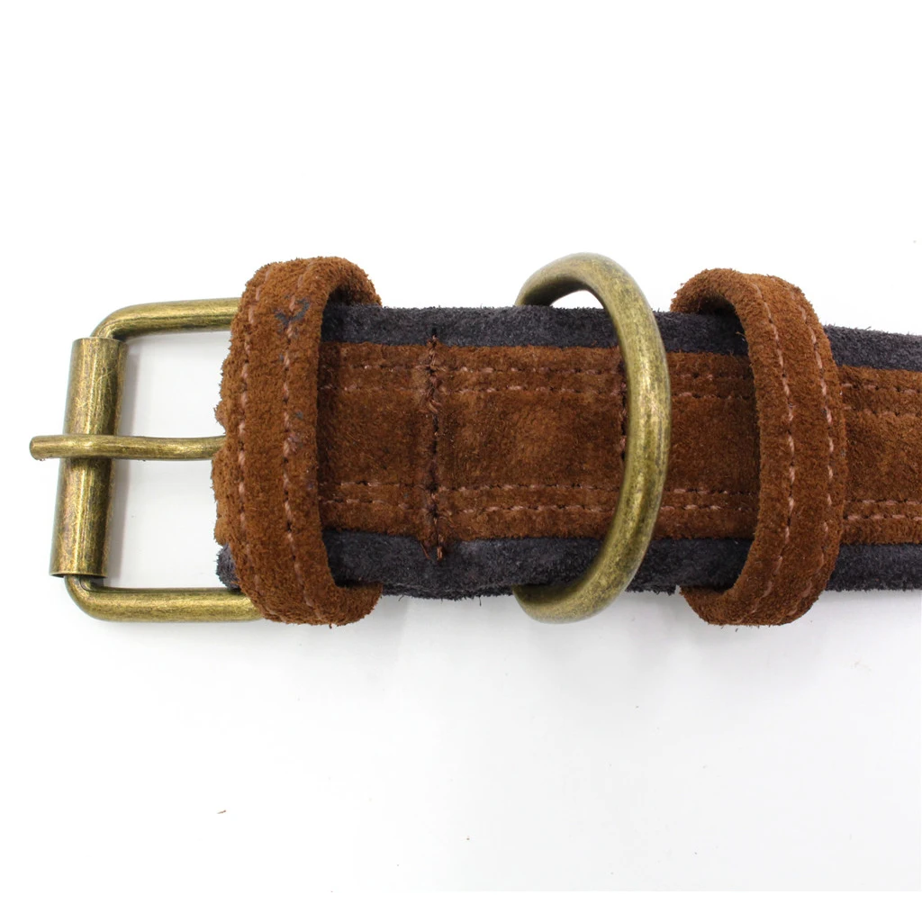 Traditional Brown Adjustable Pet Dog Puppy Cowhide Collar