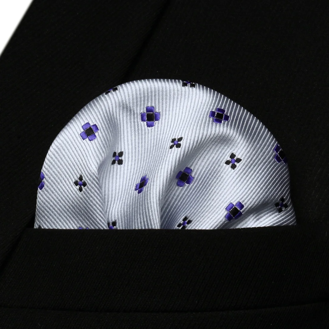 Hf608w белый фиолетовый, черный цветочный Для мужчин Шелковый партия платок Карманный площадь Ханки