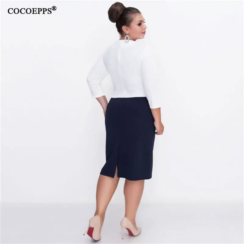 COCOEPPS кружева Для женщин лето-осень Bodycon платье большой Размеры лоскутное леди работа в офисе Повседневное платья 6XL плюс Размеры женская одежда