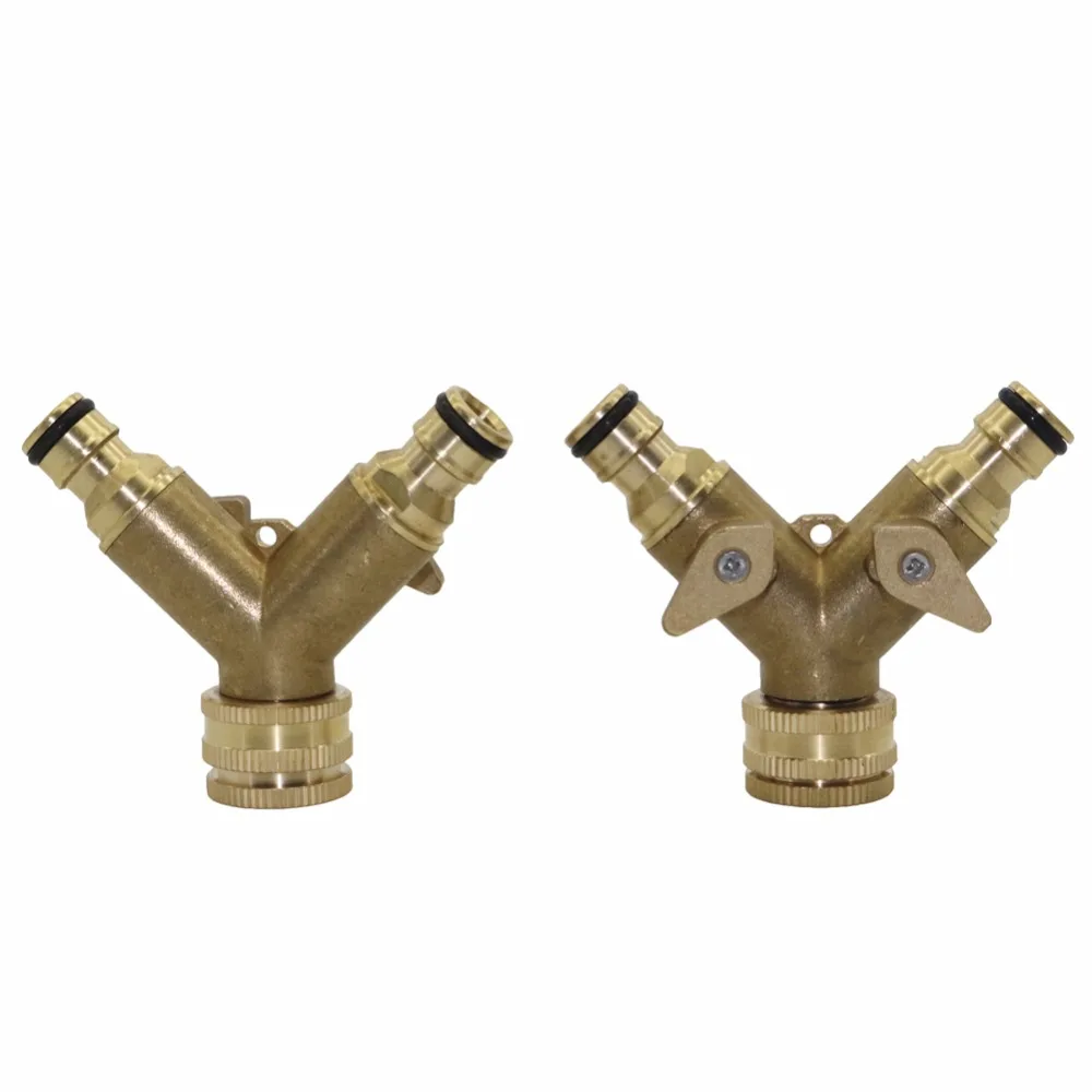 Solid Brass Dual Shutoff Controls Valve Y Connector 3Way Metal
