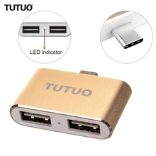 TUTUO USB-C штекер USB-A 3,0 Женский OTG адаптер алюминиевый сплав тип-c концентратор для MacBook/Chromebook Pixel/мобильных телефонов(золото