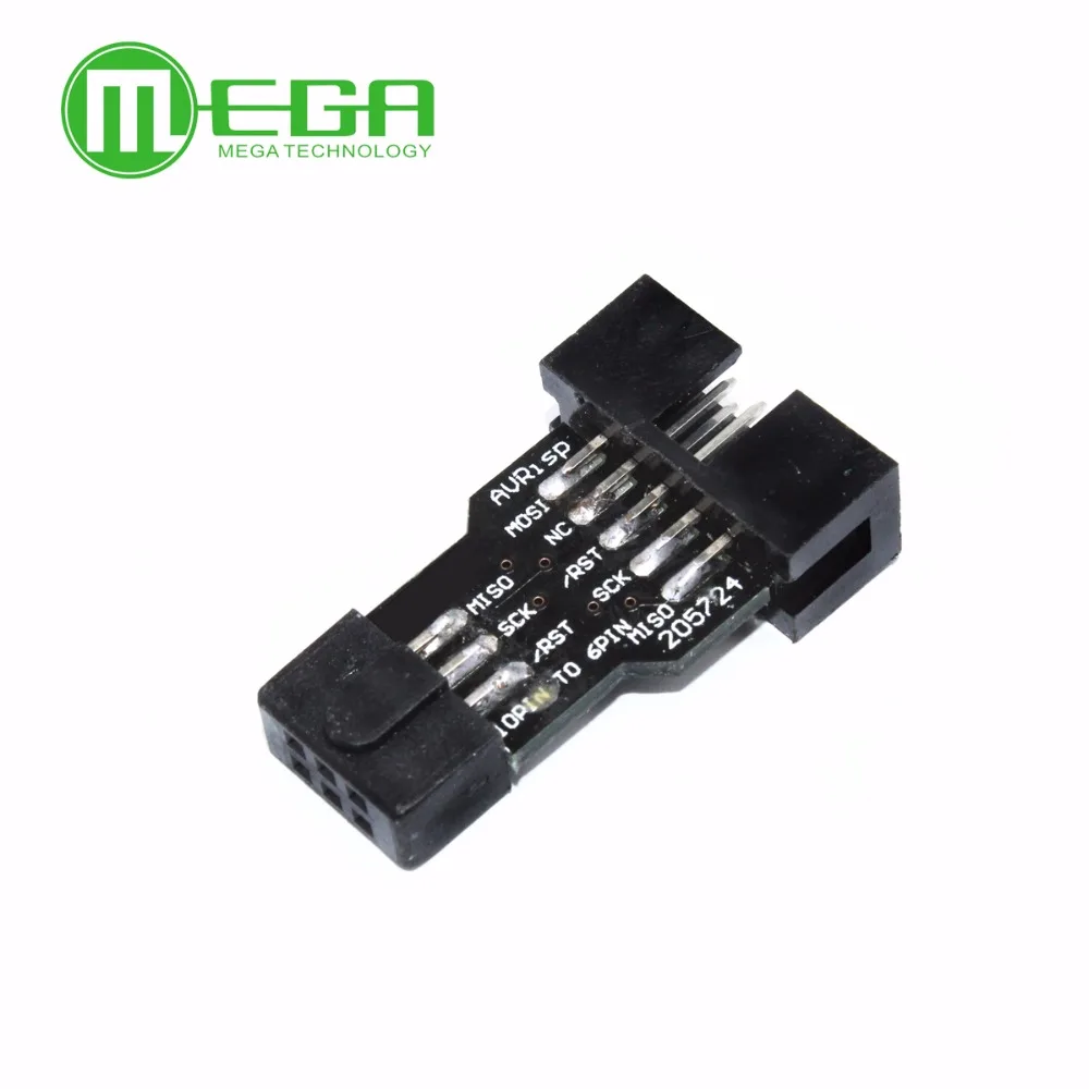 

10 Pin to 6 Pin Adapter Board for AVRISP MKII USBASP STK500 High Quality