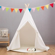 Четыре полюса индийская Игровая палатка мультфильм дети Teepees Дети типи палатка хлопок холст вигвам белый игровой домик для детской комнаты