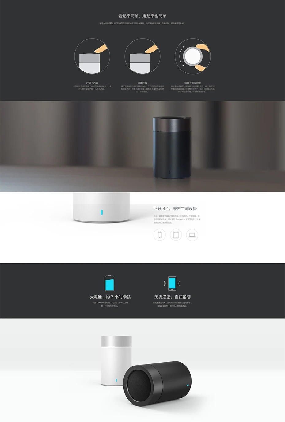 Xiaomi mi Динамик пушки 2 mi ni Smart Bluetooth 4,1 Портативный Беспроводной сабвуфера Wifi громкий Динамик для iPhone, Android MP3