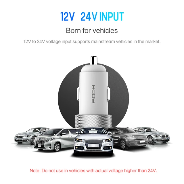 ROCK Car Charger QC 3.0 Quick Charge Dual USB For iphone X 7 8 iPad Universal For Xiaomi Samsung Huawei Fast Charging 5V 3.4A