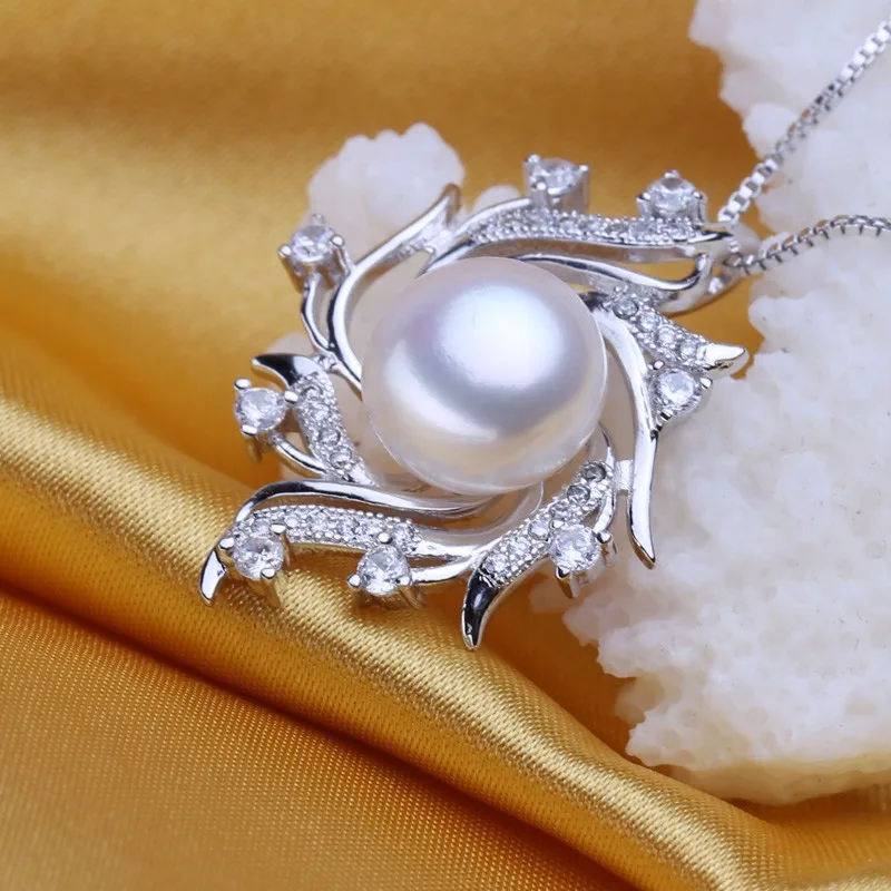 FENASY, Пресноводный Жемчуг, изящная подвеска, ожерелье, модное, 925 пробы, серебро, бохо, эффектное Цветочное Ожерелье-цепочка, Жемчужное ювелирное изделие