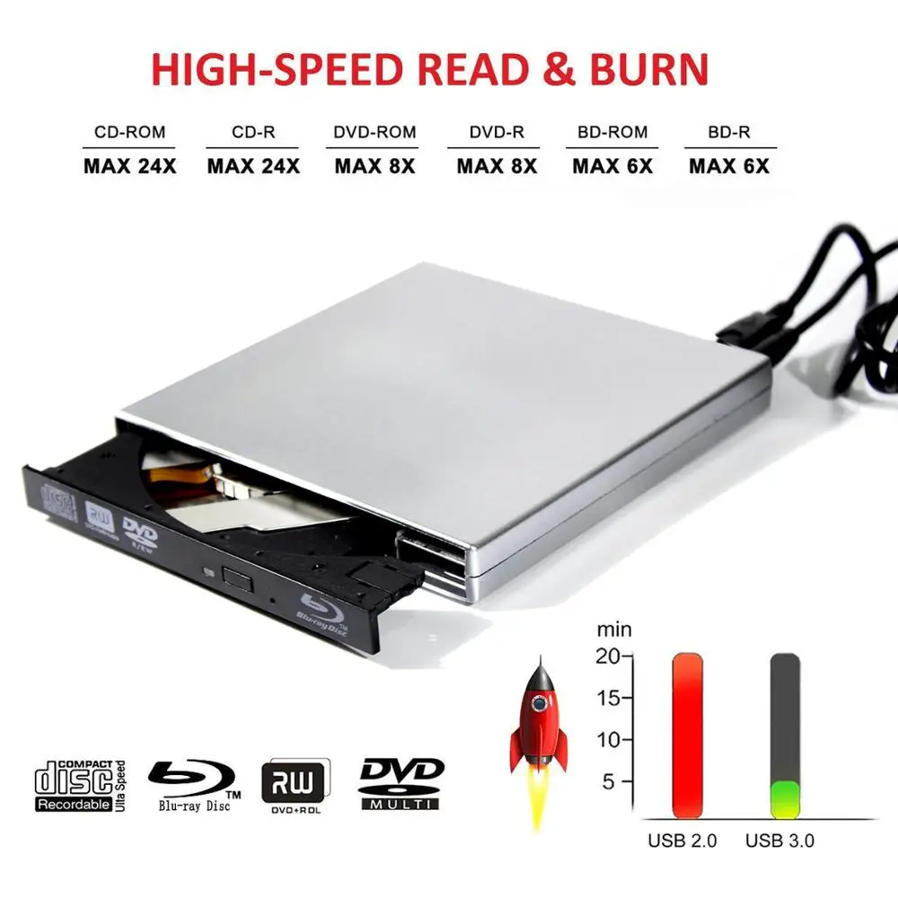 YiYaYo Привод Blu-Ray USB 2,0 DVD RW горелка Писатель BD rom привод Blu Ray CD rom плеер для ноутбука Настольный компьютер окно 10 iMAC