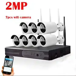 2MP домашняя система наблюдения ссtv Беспроводная NVR 7CH CCTV комплект 1080 P P2P ИК ночного видения Plug Play видеонаблюдение wi-fi-комплект