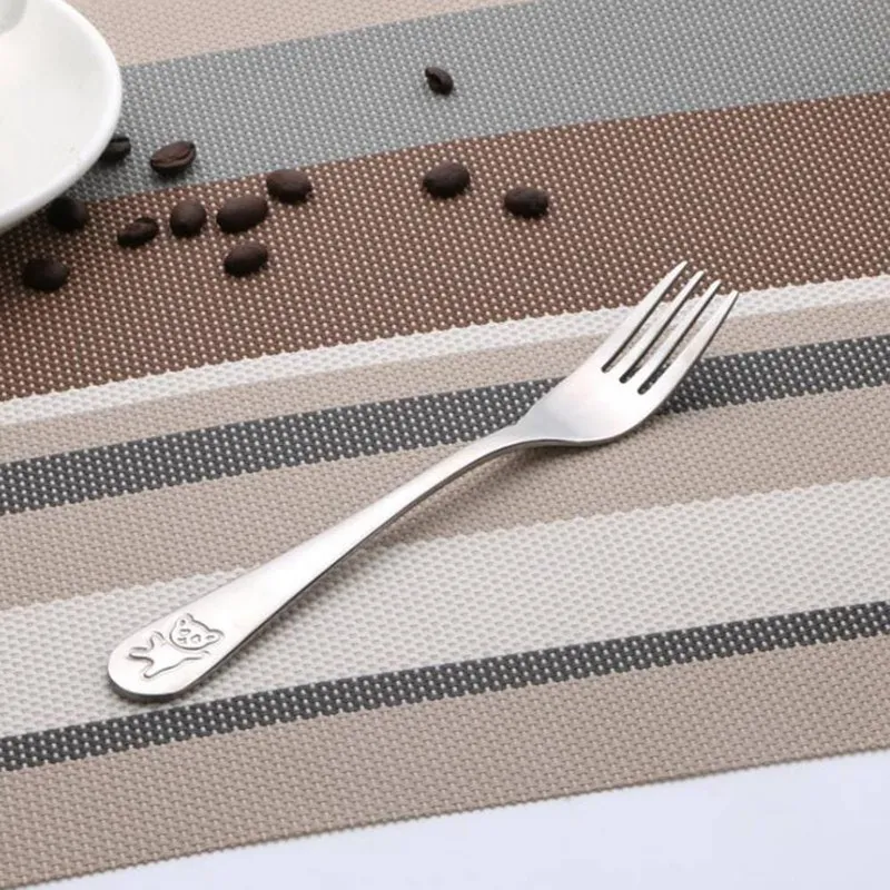 

Kids Cutlery Set Quality Stainless Steel Cartoon Bear Pattern Children Tableware Set Dinner Soup Spoon Salad Fork Dinnerware Set