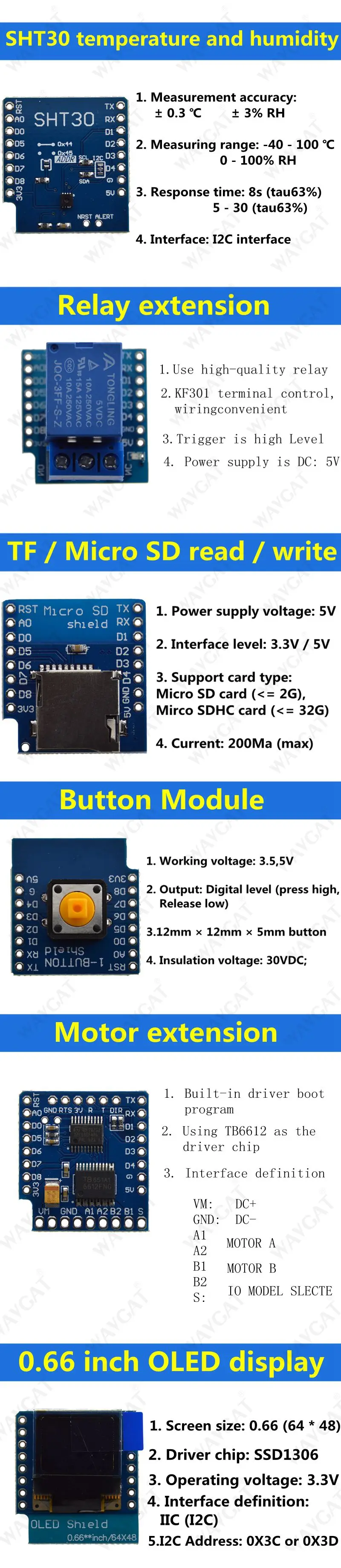 15 шт. WAVGAT D1 mini Pro WiFi макетная плата комплект nodemcu Lua, на базе ESP8266 D1 mini Pro V1.1.0